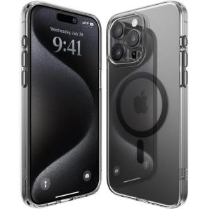 imageelago Magnetic Hybrid Clear Case Compatible with iPhone 15 Pro Max Case Compatible with MagSafe 67quot US Military Grade Drop Protection PC  TPU Hybrid Technology Reduced Yellowing BlackBlack