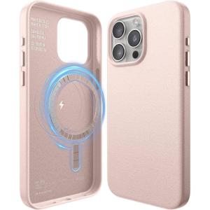 imageelago Magnetic Leather Case Compatible with iPhone 15 Pro Max Case Compatible with All MagSafe Accessories 67 inch  Builtin Magnets Vegan Leather Shockproof WaterResistant TaupeLovely Pink
