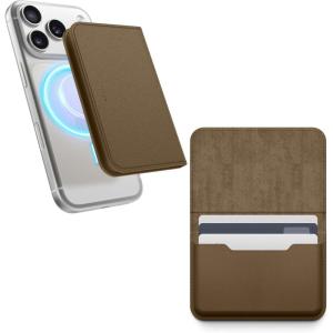 image:imageelago Magnetic Vegan Leather Wallet Card Holder 4Cards Compatible with MagSafe for iPhone Series  Secure Phone Wallet Scratch and Damage Protection Light GreyTaupe