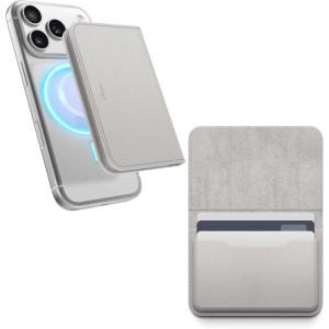 image:imageelago Magnetic Vegan Leather Wallet Card Holder 4Cards Compatible with MagSafe for iPhone Series  Secure Phone Wallet Scratch and Damage Protection Light GreyLight Grey