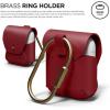 image:imageelago Genuine Leather Case Compatible with AirPods 1 Case and Compatible with AirPods 2 Case Natural Cowhide Leather Case with Brass Ring Holder Supports Wireless Charging RedRed