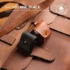 image:imageelago Genuine Leather Case Compatible with AirPods 1 Case and Compatible with AirPods 2 Case Natural Cowhide Leather Case with Brass Ring Holder Supports Wireless Charging RedBlack