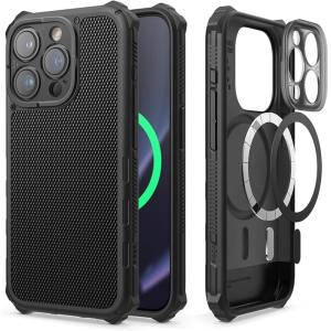 image:imageelago Compatible with iPhone 15 Pro Case Compatible with MagSafe Armor Case US Military Grade Drop Protection Carbon Fiber Texture Tough Rugged Design Shockproof Bumper Cover 61 inch Black