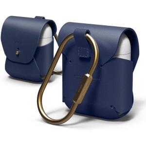 image:imageelago Genuine Leather Case Compatible with AirPods 1 Case and Compatible with AirPods 2 Case Natural Cowhide Leather Case with Brass Ring Holder Supports Wireless Charging RedJean Indigo