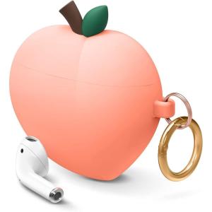 image:imageelago Peach Cover Compatible with Apple AirPods Case 3D Cute Design Case Cover with Keychain Peach US Patent RegisteredPeach