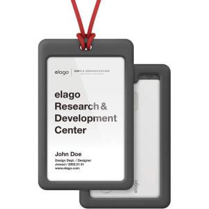 image:imageelago ID4 ID Card Holder BodyJean IndigoStrapBlack  Two Card StorageClear ID WindowMinimalisticLight Weight Badge Holder  for ID Cards amp Credit CardsBodydark Gray  Strapred