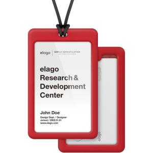 image:imageelago ID4 ID Card Holder BodyJean IndigoStrapBlack  Two Card StorageClear ID WindowMinimalisticLight Weight Badge Holder  for ID Cards amp Credit CardsBodyred  Strapblack