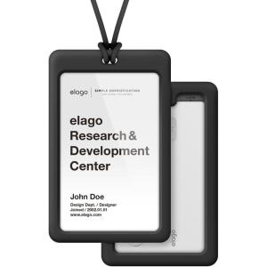 image:imageelago ID4 ID Card Holder BodyJean IndigoStrapBlack  Two Card StorageClear ID WindowMinimalisticLight Weight Badge Holder  for ID Cards amp Credit CardsBodyblack  Strapblack