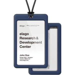 image:imageelago ID4 ID Card Holder BodyJean IndigoStrapBlack  Two Card StorageClear ID WindowMinimalisticLight Weight Badge Holder  for ID Cards amp Credit CardsBodyjean Indigo  Strapblack