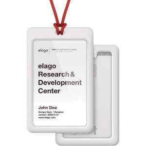 image:imageelago ID4 ID Card Holder BodyJean IndigoStrapBlack  Two Card StorageClear ID WindowMinimalisticLight Weight Badge Holder  for ID Cards amp Credit CardsBodywhite  Strapred