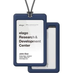 image:imageelago ID4 ID Card Holder BodyJean IndigoStrapBlack  Two Card StorageClear ID WindowMinimalisticLight Weight Badge Holder  for ID Cards amp Credit CardsBodyjean Indigo  Strapdark Gray
