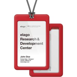 image:imageelago ID4 ID Card Holder BodyJean IndigoStrapBlack  Two Card StorageClear ID WindowMinimalisticLight Weight Badge Holder  for ID Cards amp Credit CardsBodyred  Strapdark Gray