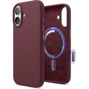 image:imageelago for iPhone 17 Pro Max Case Premium Magnetic Silicone Case Compatible with MagSafe Liquid Silicone Material Protective Cover Shockproof Slim Phone 69 inch BlackBurgundy