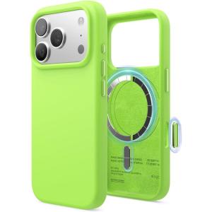 image:imageelago for iPhone 17 Pro Max Case Premium Magnetic Silicone Case Compatible with MagSafe Liquid Silicone Material Protective Cover Shockproof Slim Phone 69 inch BlackLime Green