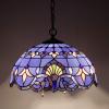 imageWERFACTORY Tiffany Pendant Light Fixture Blue Purple Baroque Stained Glass Hanging Lamp Wide 16 Inch Height 40 Inch S003C Series