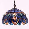 imageWERFACTORY Tiffany Pendant Light Fixture Blue Purple Cloud Stained Glass Hanging Lamp Wide 12 Inch Height 32 Inch S558 Series