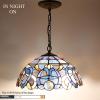 imageWERFACTORY Tiffany Pendant Light Fixture Blue Purple Cloud Stained Glass Hanging Lamp Wide 16 Inch Height 40 Inch S558 Series