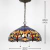 imageWERFACTORY Tiffany Pendant Light Fixture Blue Yellow Dragonfly Stained Glass Hanging Lamp Wide 16 Inch Height 40 Inch S168 Series
