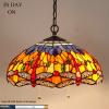 imageWERFACTORY Tiffany Pendant Light Fixture Blue Yellow Dragonfly Stained Glass Hanging Lamp Wide 16 Inch Height 40 Inch S168 Series