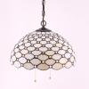 imageWERFACTORY Tiffany Pendant Light Fixture Cream Amber Bead Stained Glass 16 Inch Hanging Lamp Wide 16 Inch Height 40 Inch S005 Series