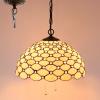 imageWERFACTORY Tiffany Pendant Light Fixture Cream Amber Bead Stained Glass 16 Inch Hanging Lamp Wide 16 Inch Height 40 Inch S005 Series