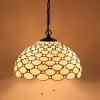 imageWERFACTORY Tiffany Pendant Light Fixture Cream Amber Bead Stained Glass 16 Inch Hanging Lamp Wide 16 Inch Height 40 Inch S005 Series