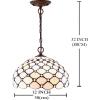 imageWERFACTORY Tiffany Pendant Light Fixture Cream Amber Bead Stained Glass Hanging Lamp Wide 12 Inch Height 32 Inch S005 Series