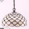 imageWERFACTORY Tiffany Pendant Light Fixture Cream Amber Bead Stained Glass Hanging Lamp Wide 12 Inch Height 32 Inch S005 Series