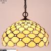 imageWERFACTORY Tiffany Pendant Light Fixture Cream Amber Bead Stained Glass Hanging Lamp Wide 12 Inch Height 32 Inch S005 Series