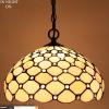 imageWERFACTORY Tiffany Pendant Light Fixture Cream Amber Bead Stained Glass Hanging Lamp Wide 12 Inch Height 32 Inch S005 Series