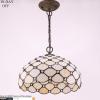 imageWERFACTORY Tiffany Pendant Light Fixture Cream Amber Bead Stained Glass Hanging Lamp Wide 12 Inch Height 32 Inch S005 Series