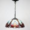 imageWERFACTORY Tiffany Pendant Light Fixture Green Liaison Stained Glass Hanging Lamp Wide 16 Inch Height 40 Inch S160G Series