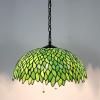 imageWERFACTORY Tiffany Pendant Light Fixture Green Wisteria Stained Glass Hanging Lamp Wide 16 Inch Height 40 Inch S523 Series