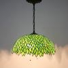 imageWERFACTORY Tiffany Pendant Light Fixture Green Wisteria Stained Glass Hanging Lamp Wide 16 Inch Height 40 Inch S523 Series