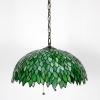 imageWERFACTORY Tiffany Pendant Light Fixture Green Wisteria Stained Glass Hanging Lamp Wide 16 Inch Height 40 Inch S523 Series