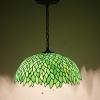 imageWERFACTORY Tiffany Pendant Light Fixture Green Wisteria Stained Glass Hanging Lamp Wide 16 Inch Height 40 Inch S523 Series