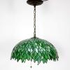 imageWERFACTORY Tiffany Pendant Light Fixture Green Wisteria Stained Glass Hanging Lamp Wide 16 Inch Height 40 Inch S523 Series