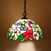imageWERFACTORY Tiffany Pendant Light Fixture Hummingbird Amber Stained Glass Hanging Lamp Wide 12 Inch Height 32 Inch S101 Series