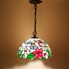 imageWERFACTORY Tiffany Pendant Light Fixture Hummingbird Amber Stained Glass Hanging Lamp Wide 12 Inch Height 32 Inch S101 Series