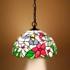 imageWERFACTORY Tiffany Pendant Light Fixture Hummingbird Amber Stained Glass Hanging Lamp Wide 12 Inch Height 32 Inch S101 Series