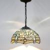 imageWERFACTORY Tiffany Pendant Light Fixture Sea Blue Stained Glass Dragonfly Hanging Lamp Wide 12 Inch Height 32 Inch S147 Series