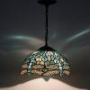 imageWERFACTORY Tiffany Pendant Light Fixture Sea Blue Stained Glass Dragonfly Hanging Lamp Wide 12 Inch Height 32 Inch S147 Series