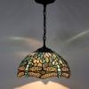 imageWERFACTORY Tiffany Pendant Light Fixture Sea Blue Stained Glass Dragonfly Hanging Lamp Wide 12 Inch Height 32 Inch S147 Series