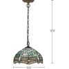imageWERFACTORY Tiffany Pendant Light Fixture Sea Blue Stained Glass Dragonfly Hanging Lamp Wide 12 Inch Height 32 Inch S147 Series
