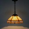 imageWERFACTORY Tiffany Pendant Light Fixture Yellow Hexagon Stained Glass 12 Inch Mission Hanging Lamp Wide 12 Inch Height 32 Inch S011 Series