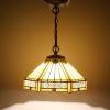 imageWERFACTORY Tiffany Pendant Light Fixture Yellow Hexagon Stained Glass 12 Inch Mission Hanging Lamp Wide 12 Inch Height 32 Inch S011 Series