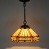 imageWERFACTORY Tiffany Pendant Light Fixture Yellow Hexagon Stained Glass 12 Inch Mission Hanging Lamp Wide 12 Inch Height 32 Inch S011 Series