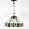 imageWERFACTORY Tiffany Pendant Light Fixture Yellow Hexagon Stained Glass 12 Inch Mission Hanging Lamp Wide 12 Inch Height 32 Inch S011 Series
