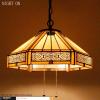 imageWERFACTORY Tiffany Pendant Light Fixture Yellow Hexagon Stained Glass Mission Hanging Lamp Wide 16 Inch Height 40 Inch S011 Series