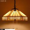 imageWERFACTORY Tiffany Pendant Light Fixture Yellow Hexagon Stained Glass Mission Hanging Lamp Wide 16 Inch Height 40 Inch S011 Series
